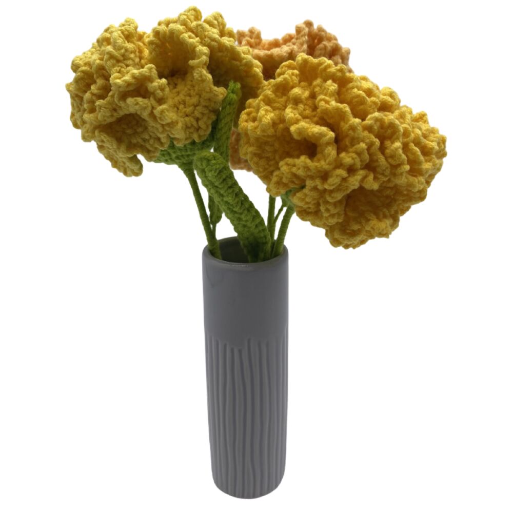 CROCHET YELLOW CARNATION VASE