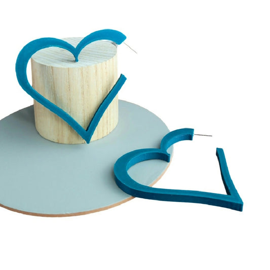 3D Printed Heart Hoop Earrings in Morandi Green