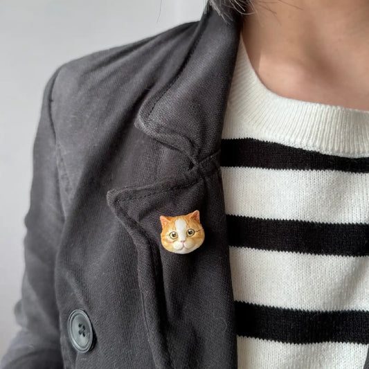 British Shorthair Brooch | Ginger Tabby & White